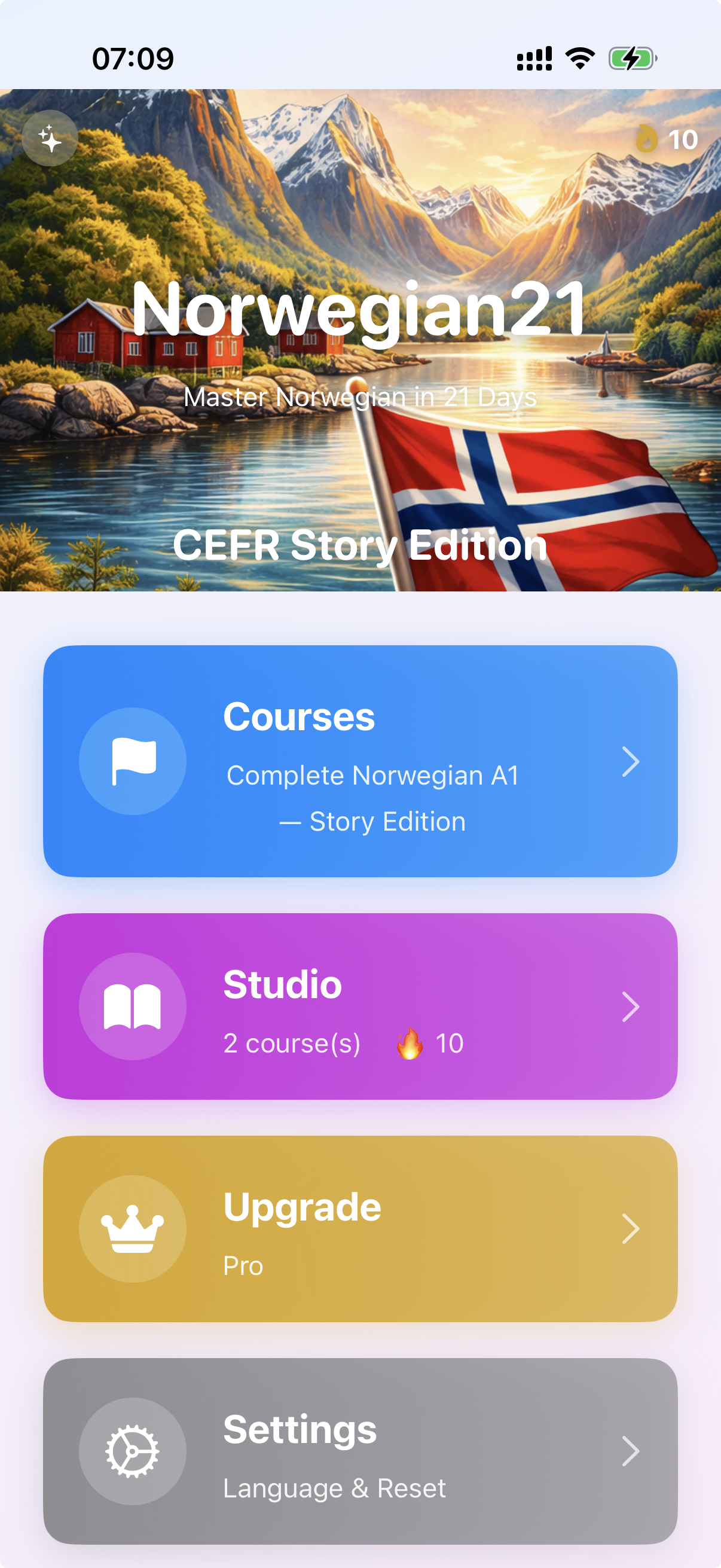Figur 2 – Norwegian21s hovedmeny